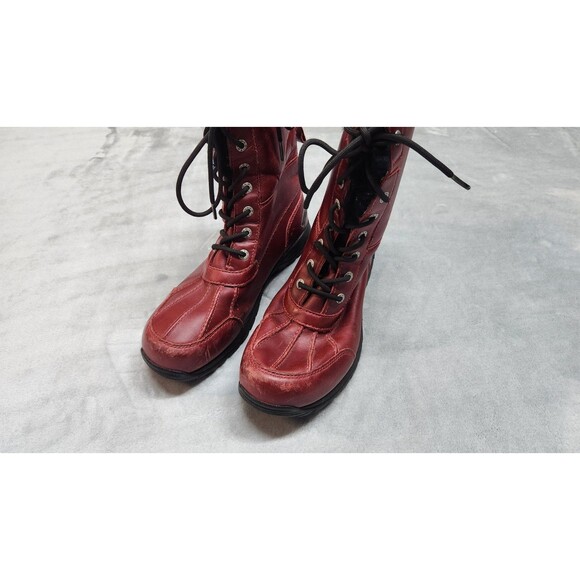 UGG Mens 9.5 Red Burgundy Genuine Leather Insulated Adirondack Boots - Picture 6 of 9